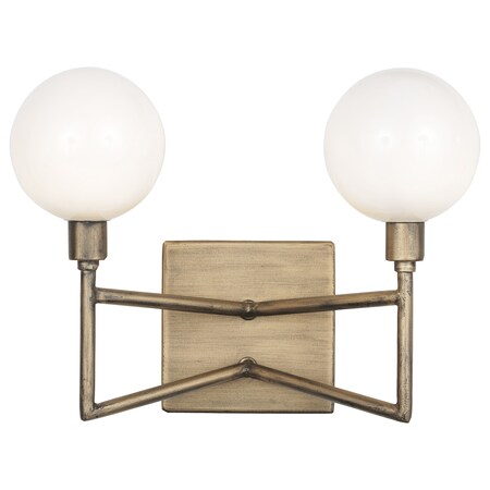 Varaluz Bodie 2-Lt Bath W/ Glossy Opal White Glass - Havana Gold 314B02HG